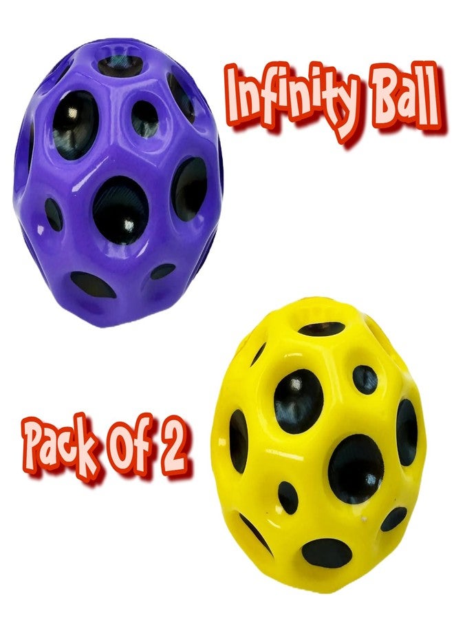 Buko Super Infinity Crazy Bounce Moon Ball: Ultimate Grip and Catch, Enhances Hand-Eye Coordination (Pack of 2 (Purple-Yellow) - Image 2